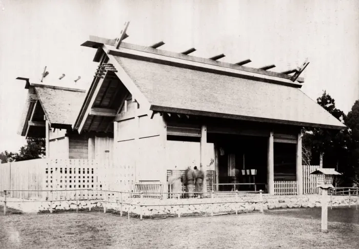 Framed Print : 1871 Japan - sun goddess Ameratsu Shinto shrine at Noge - from The Far East magazine Framed Print : 1871 Japan - sun goddess Ameratsu Shinto shrine at Noge - from The Far East magazine