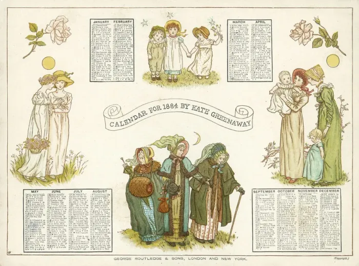 Framed Print : 1884 Greenaway Calendar Framed Print : 1884 Greenaway Calendar