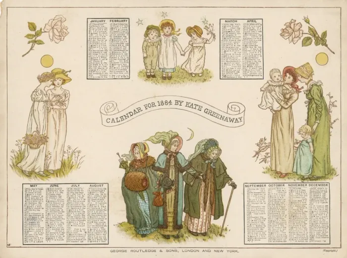 Framed Print : 1884 Greenaway Calendar Framed Print : 1884 Greenaway Calendar