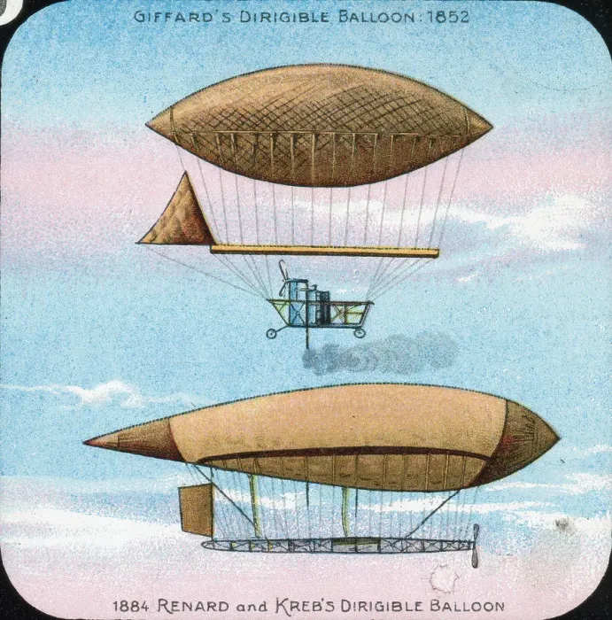 Framed Print : 1884 Renard and Krebs and Giffards dirigible balloons Framed Print : 1884 Renard and Krebs and Giffards dirigible balloons