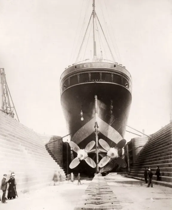 Framed Print : 1889 photograph - RMS Teutonic - from an album of images relating to the launch of Framed Print : 1889 photograph - RMS Teutonic - from an album of images relating to the launch of