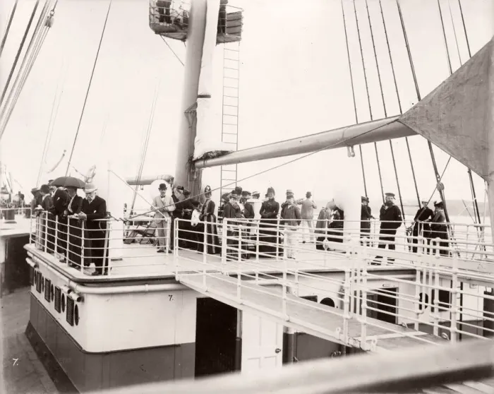 Framed Print : 1889 photograph - RMS Teutonic - from an album of images relating to the launch of Framed Print : 1889 photograph - RMS Teutonic - from an album of images relating to the launch of