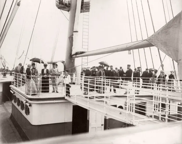 Framed Print : 1889 photograph - RMS Teutonic - from an album of images relating to the launch of Framed Print : 1889 photograph - RMS Teutonic - from an album of images relating to the launch of