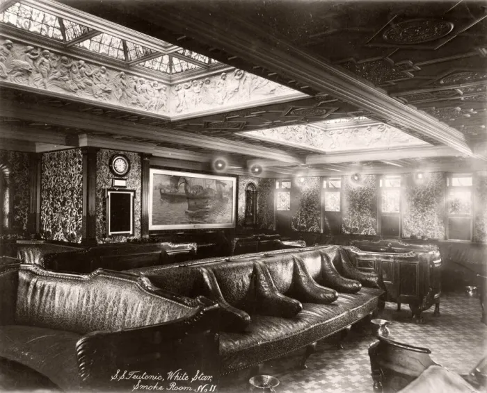 Framed Print : 1889 photograph - RMS Teutonic - from an album of images relating to the launch of Framed Print : 1889 photograph - RMS Teutonic - from an album of images relating to the launch of