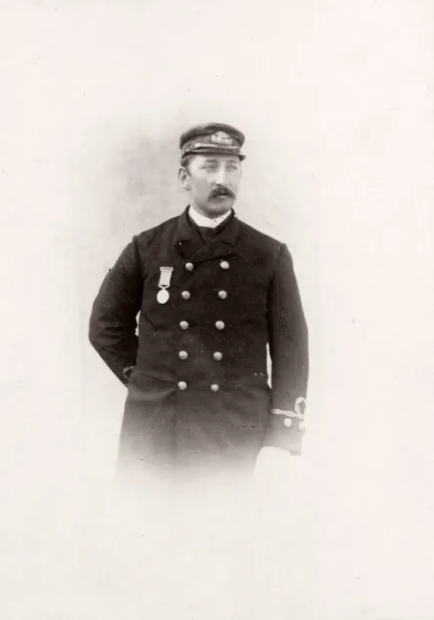 Framed Print : 1889 photograph - RMS Teutonic - from an album of images relating to the launch of Framed Print : 1889 photograph - RMS Teutonic - from an album of images relating to the launch of