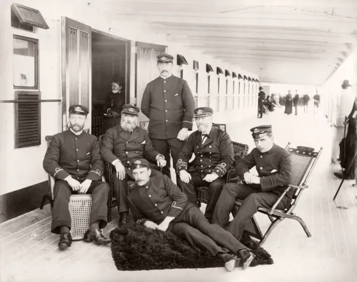 Framed Print : 1889 photograph - RMS Teutonic - from an album of images relating to the launch of Framed Print : 1889 photograph - RMS Teutonic - from an album of images relating to the launch of