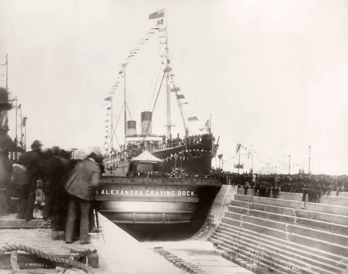 Framed Print : 1889 photograph - RMS Teutonic - from an album of images relating to the launch of