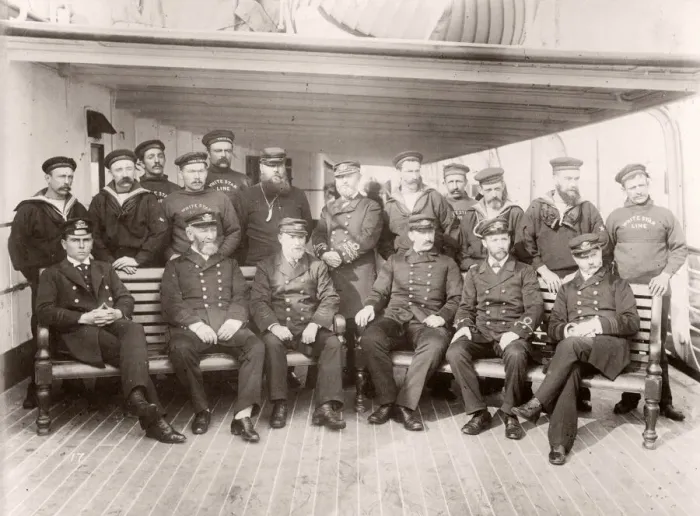Framed Print : 1889 photograph - RMS Teutonic - from an album of images relating to the launch of Framed Print : 1889 photograph - RMS Teutonic - from an album of images relating to the launch of