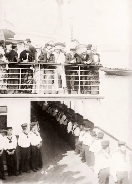 Framed Print : 1889 photograph - RMS Teutonic - from an album of images relating to the launch of