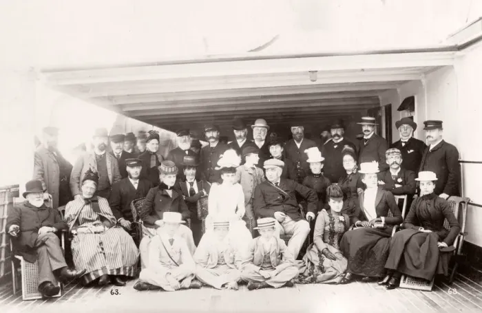 Framed Print : 1889 photograph - RMS Teutonic - from an album of images relating to the launch of Framed Print : 1889 photograph - RMS Teutonic - from an album of images relating to the launch of