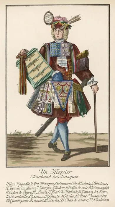 Framed Print : 18th century Mercer - Costume Framed Print : 18th century Mercer - Costume