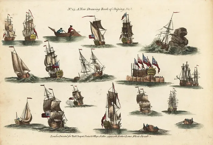 Framed Print : 18th century nautical scenes with tall ships Framed Print : 18th century nautical scenes with tall ships