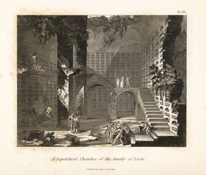Framed Print : 18th century tourists exploring the Livia Framed Print : 18th century tourists exploring the Livia