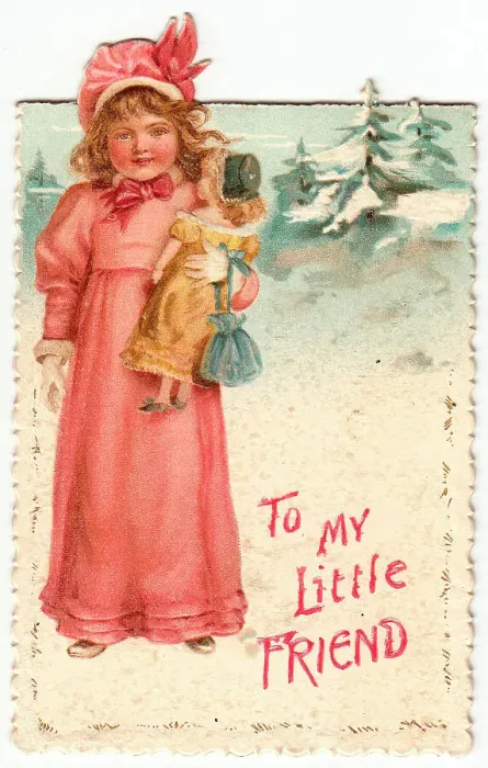 Framed Print : 1900s 1890s Greetings Card Christmas Xmas Little