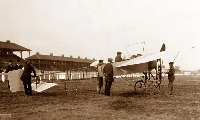 Framed Print : 1909 - Paul de Lesseps in a Bleriot Monoplane Framed Print : 1909 - Paul de Lesseps in a Bleriot Monoplane