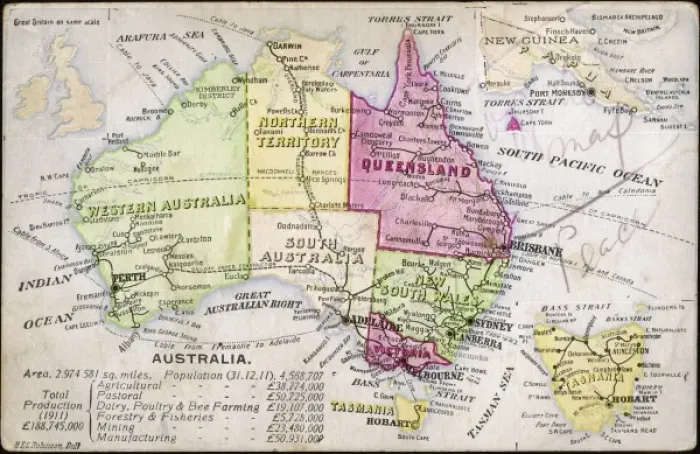 Framed Print : 1911 Map of Australia Framed Print : 1911 Map of Australia