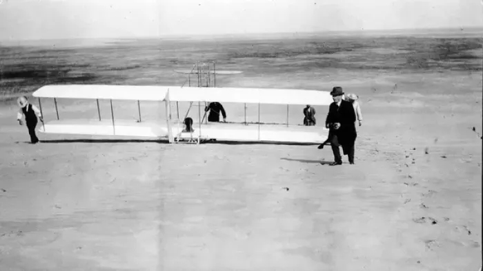 Framed Print : The 1911 Wright glider after a flight Framed Print : The 1911 Wright glider after a flight