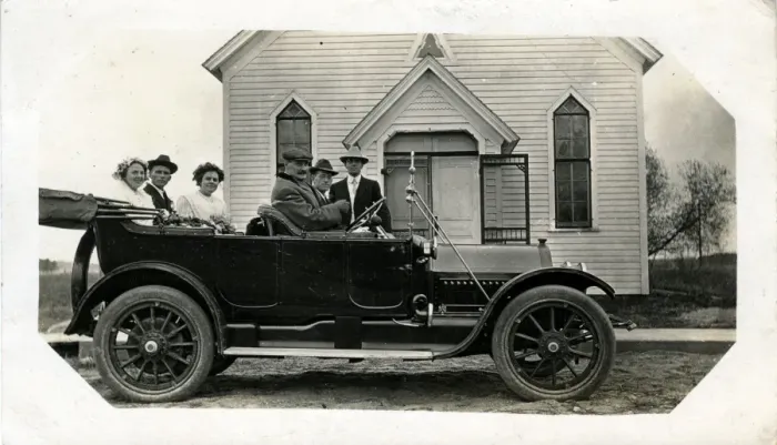 Framed Print : 1913 Cadillac Vintage Car, Timber Church, Geneva, Switzerlan Framed Print : 1913 Cadillac Vintage Car, Timber Church, Geneva, Switzerlan