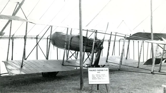 Framed Print : The 1913 Maurice Farman F40 of the Nash Collection insid? Framed Print : The 1913 Maurice Farman F40 of the Nash Collection insid?