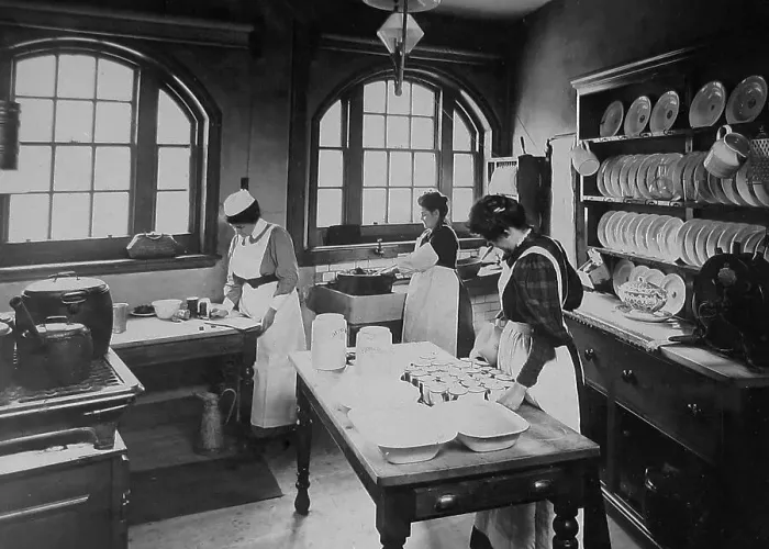 Framed Print : 1920 / 30s School kitchen Framed Print : 1920 / 30s School kitchen