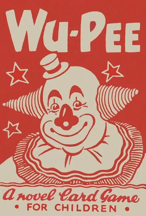 Framed Print : Clown. Wu-Pee'. The cover design to a novel card game for children. Date: 1920s Framed Print : Clown. Wu-Pee'. The cover design to a novel card game for children. Date: 1920s