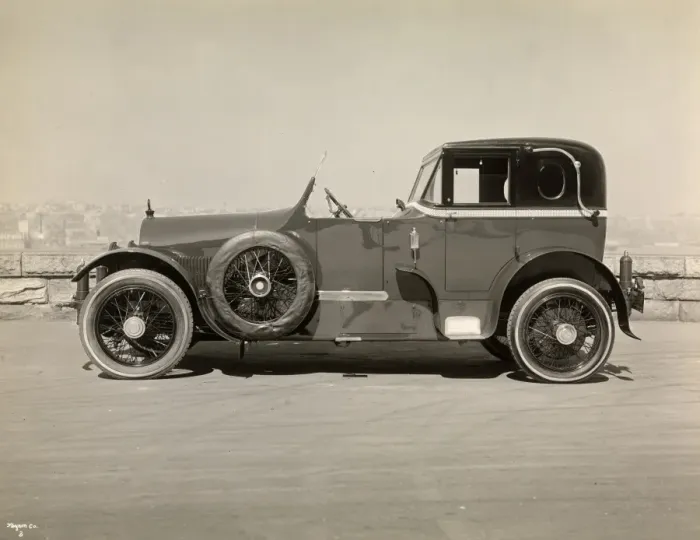 Framed Print : 1920s car. Automobile (Cars). Automobile parked near a stone wall Framed Print : 1920s car. Automobile (Cars). Automobile parked near a stone wall