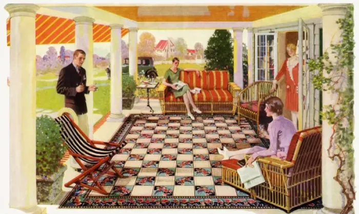 Framed Print : 1920s verandah scene Framed Print : 1920s verandah scene