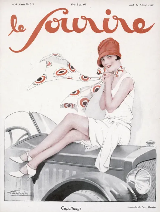 Framed Print : 1920s women sitting on the bonnet of a car Framed Print : 1920s women sitting on the bonnet of a car