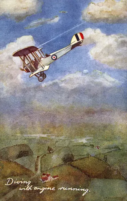 Framed Print : 1930s RAF biplane diving with the engine still running Framed Print : 1930s RAF biplane diving with the engine still running