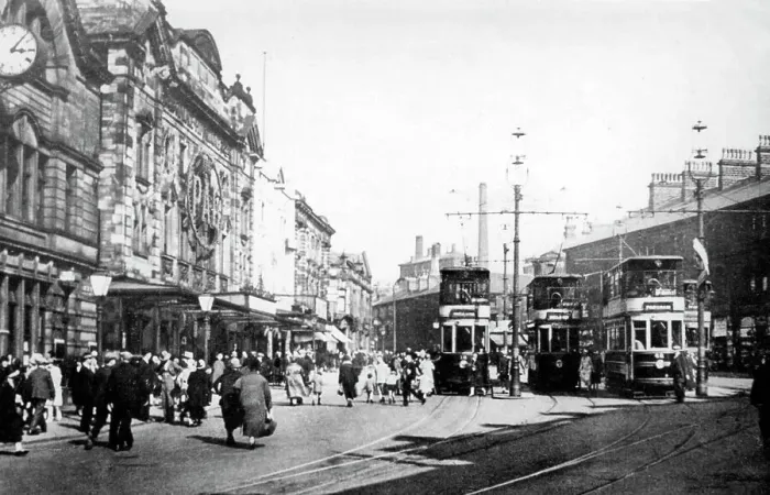 Framed Print : 1930s Trams In Burnley Probably Thirties Vintage Framed Print : 1930s Trams In Burnley Probably Thirties Vintage
