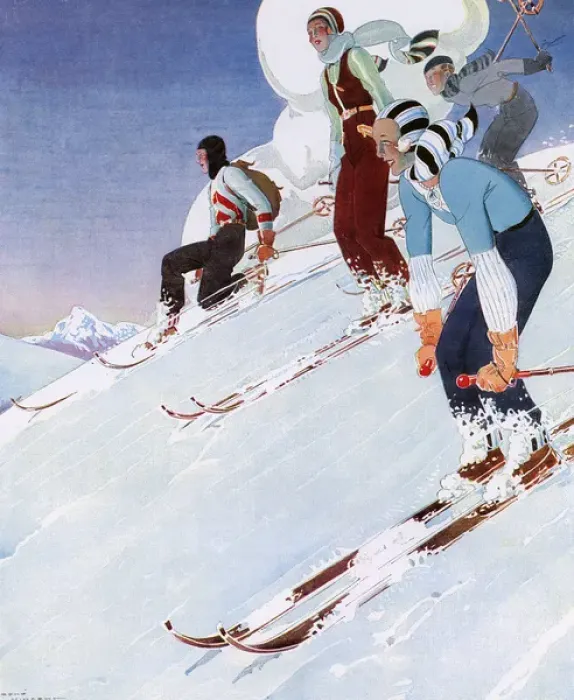 Framed Print : 1931 Downhill Skiing Framed Print : 1931 Downhill Skiing