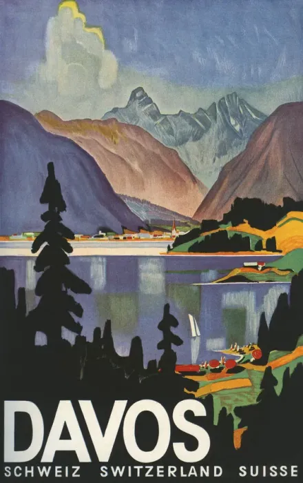 Framed Print : Davos. Travel poster for Davos, Switzerland. Date: 1937 Framed Print : Davos. Travel poster for Davos, Switzerland. Date: 1937