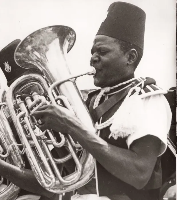 Framed Print : 1940s East Africa army - bandsman musician Framed Print : 1940s East Africa army - bandsman musician