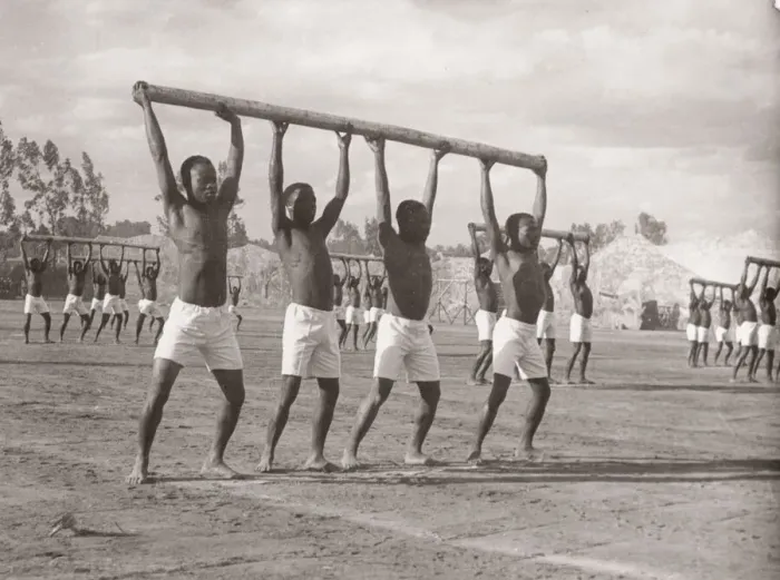 Framed Print : 1940s East Africa - askari soldiers doing physical training Framed Print : 1940s East Africa - askari soldiers doing physical training