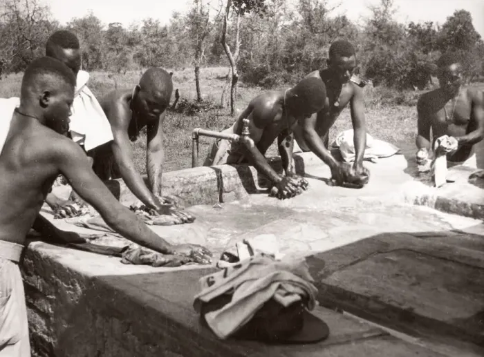 Framed Print : 1940s East Africa - askari soldiers washing clothes Framed Print : 1940s East Africa - askari soldiers washing clothes