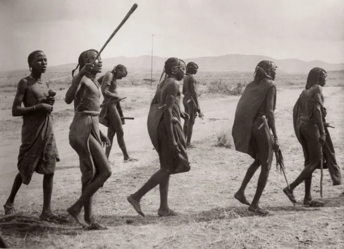 Framed Print : 1940s East Africa Kenya Msai tribe warriors Framed Print : 1940s East Africa Kenya Msai tribe warriors
