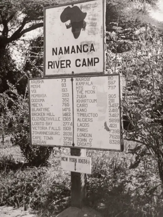 Framed Print : 1940s East Africa - Namanga River camp road sign Framed Print : 1940s East Africa - Namanga River camp road sign