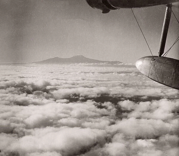 1940s East Africa - seaplane above Mount Kilimanjiro