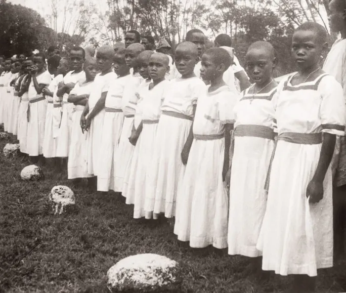 Framed Print : 1940s East Africa - Uganda girls Christian mission school