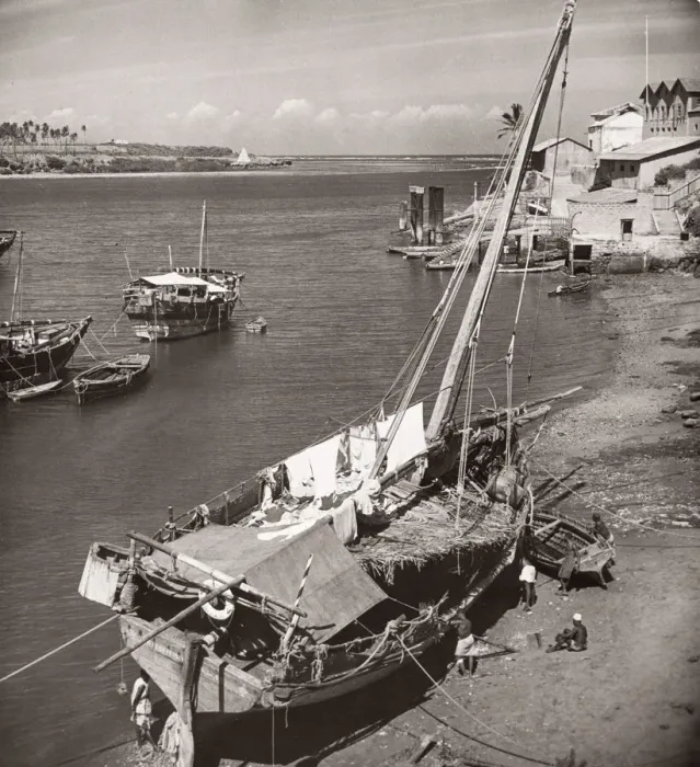 Framed Print : 1940s East Africa - view along sea at Mombasa Kenya Framed Print : 1940s East Africa - view along sea at Mombasa Kenya