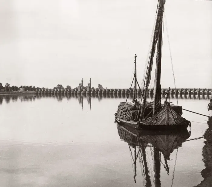 Framed Print : 1943 Egypt - boat at the Nile river barrage Framed Print : 1943 Egypt - boat at the Nile river barrage