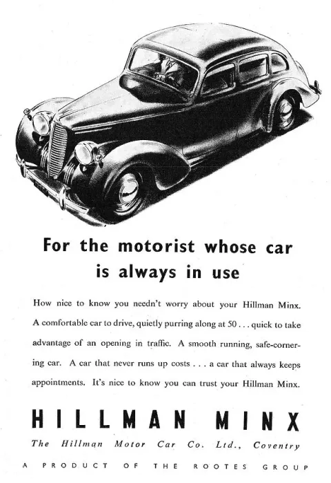 Framed Print : 1946 Hillman Minx Advert Framed Print : 1946 Hillman Minx Advert