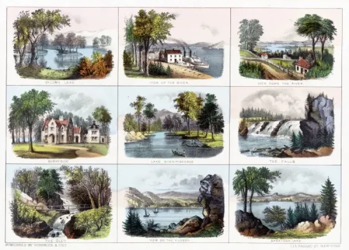 Framed Print : 19th century views of New Hampshire, America Framed Print : 19th century views of New Hampshire, America