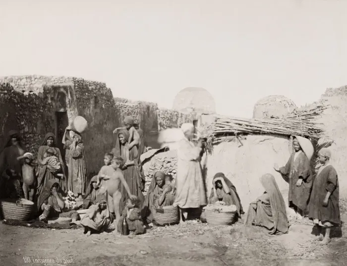 Framed Print : 19th century vintage photograph: indigenous group, southern Egypt, women and children, c Framed Print : 19th century vintage photograph: indigenous group, southern Egypt, women and children, c