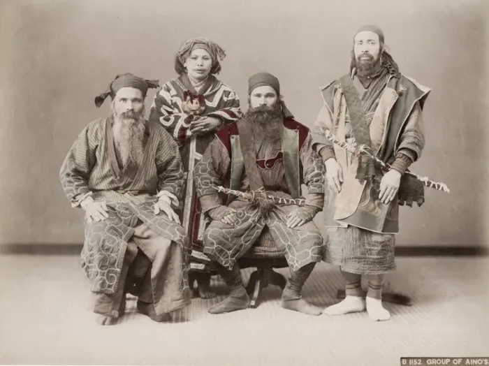 Framed Print : 19th century vintage photograph: Japan - portrait of an Ainu Aino group from Hokkaido Framed Print : 19th century vintage photograph: Japan - portrait of an Ainu Aino group from Hokkaido