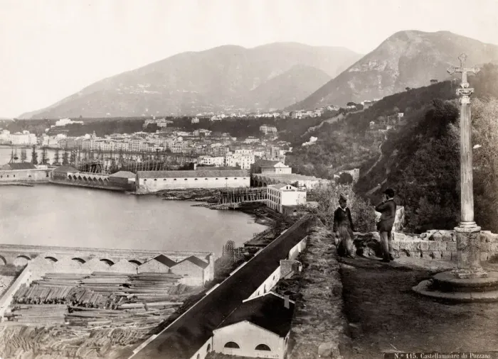 Framed Print : 19th century vintage photograph: view of Castellammare. Castellammare di Stabia is a Framed Print : 19th century vintage photograph: view of Castellammare. Castellammare di Stabia is a