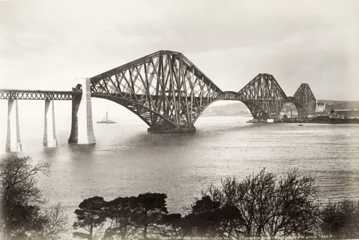 Framed Print : 19th century vintage photograph: view of the railway bridge over the Firth of Forth Framed Print : 19th century vintage photograph: view of the railway bridge over the Firth of Forth
