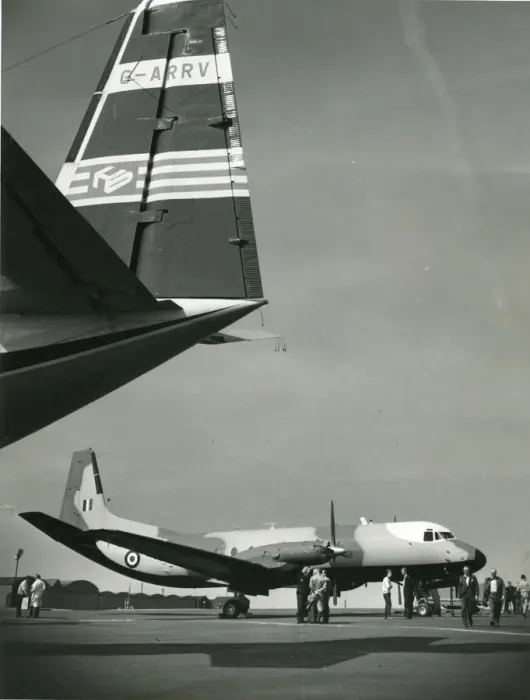 Framed Print : 1st Hawker Siddeley Andover C1, alongside Avro 780 prototype Framed Print : 1st Hawker Siddeley Andover C1, alongside Avro 780 prototype