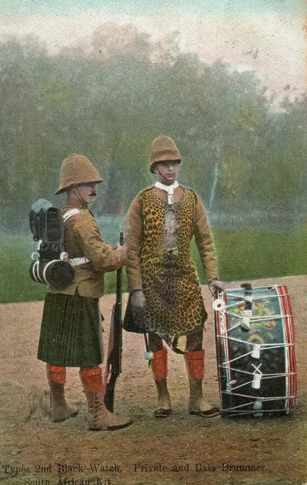 Framed Print : 2nd Black Watch Private and Bass Drummer South African Kit Framed Print : 2nd Black Watch Private and Bass Drummer South African Kit