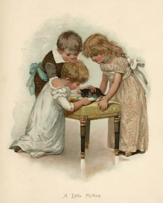 Framed Print : 3 Children and Kitten Framed Print : 3 Children and Kitten